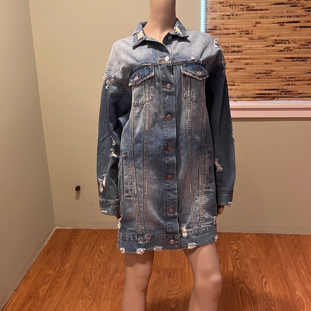 Essue Blue Denim Oversized Jean Jacket Size L